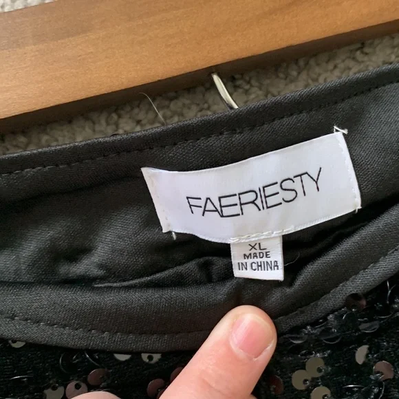 NWT Faeriesty Black Sequin Rose Tube Top Jumpsuit - Picture 10 of 13